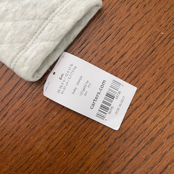 NWT Carters button up hoodie size 6m - Picture 3 of 5